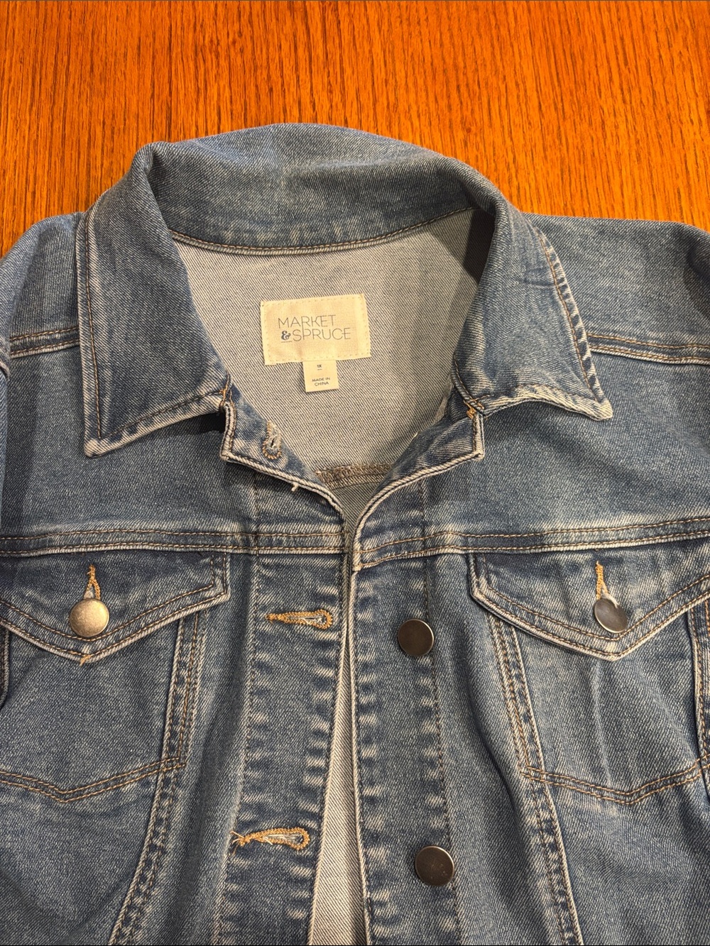 Market & Spruce Light Blue Denim Jacket - Picture 3 of 5